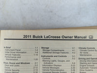 2011 Buick Lacrosse Owners Manual Book Guide P/N:20859621 OEM Used Auto Parts - Oemusedautoparts1.com