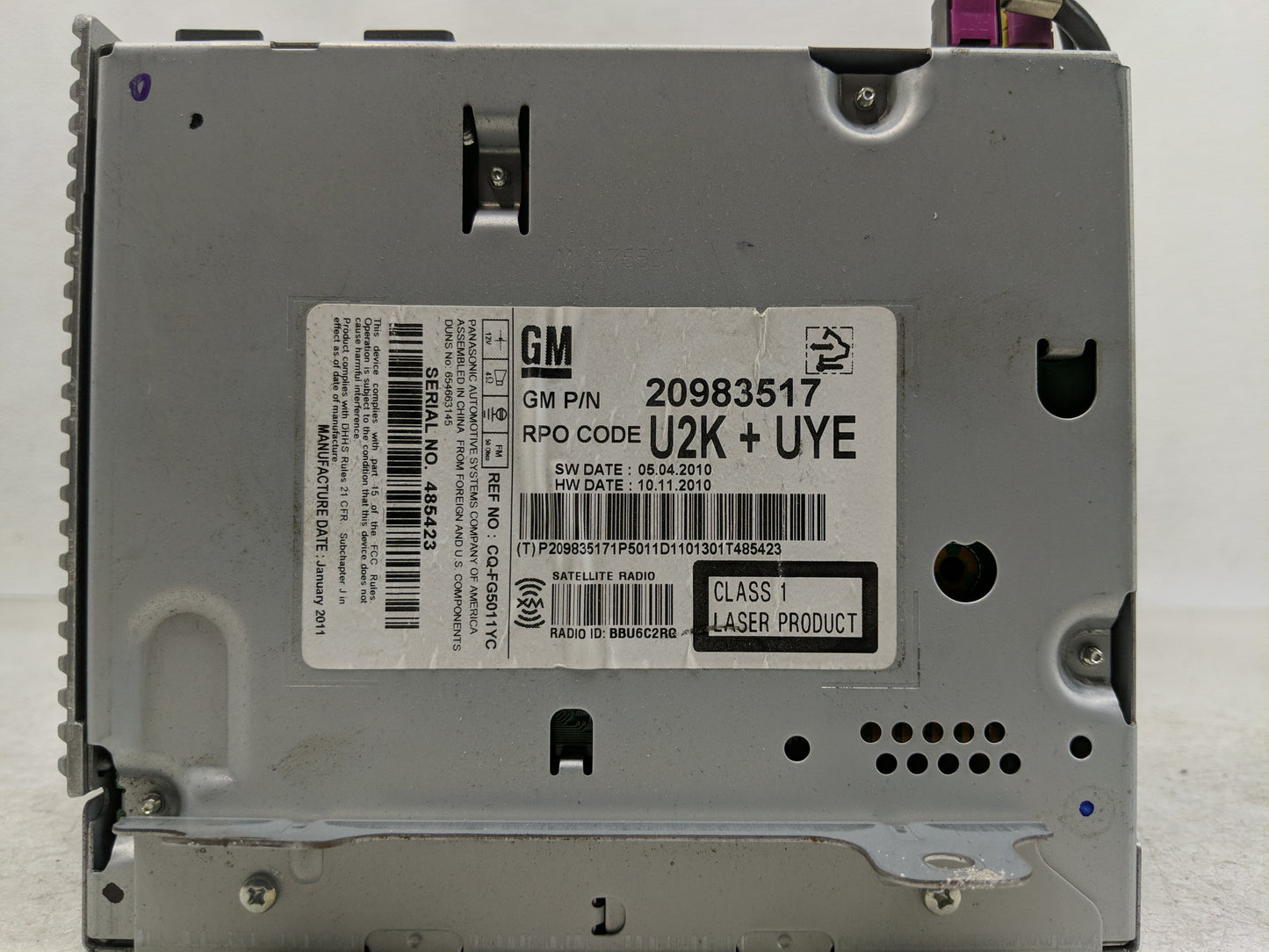 2011 Buick Lacrosse Radio AM FM Cd Player Receiver Replacement P/N:20983517 Fits OEM Used Auto Parts - Oemusedautoparts1.com