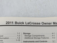 2011 Buick Lacrosse Owners Manual Book Guide OEM Used Auto Parts - Oemusedautoparts1.com
