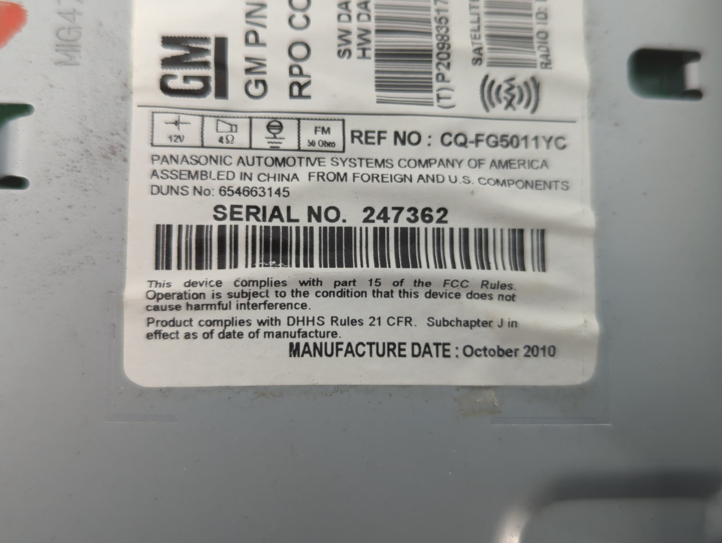 2011-2012 Buick Lacrosse Am Fm Cd Player Radio Receiver - Oemusedautoparts1.com