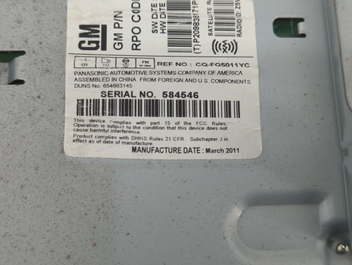 2011-2012 Buick Lacrosse Am Fm Cd Player Radio Receiver - Oemusedautoparts1.com
