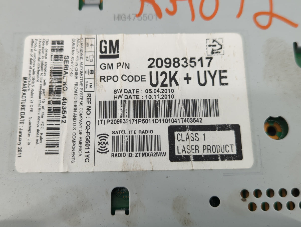 2011-2012 Buick Lacrosse Am Fm Cd Player Radio Receiver 530489 - Oemusedautoparts1.com