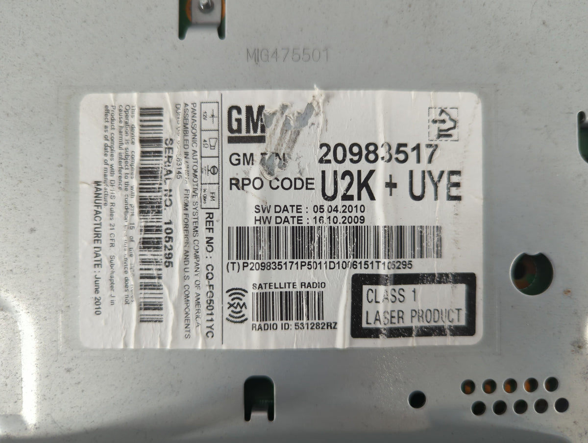 2011-2012 Buick Lacrosse Am Fm Cd Player Radio Receiver 692613 - Oemusedautoparts1.com