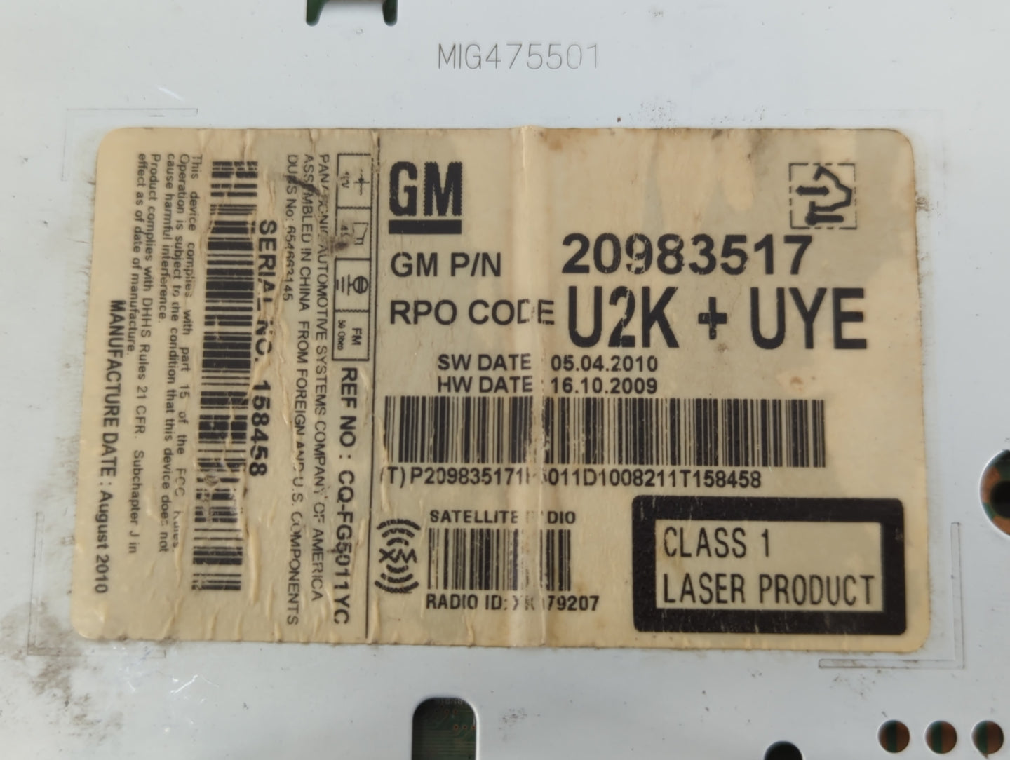 2011-2012 Buick Lacrosse Am Fm Cd Player Radio Receiver - Oemusedautoparts1.com