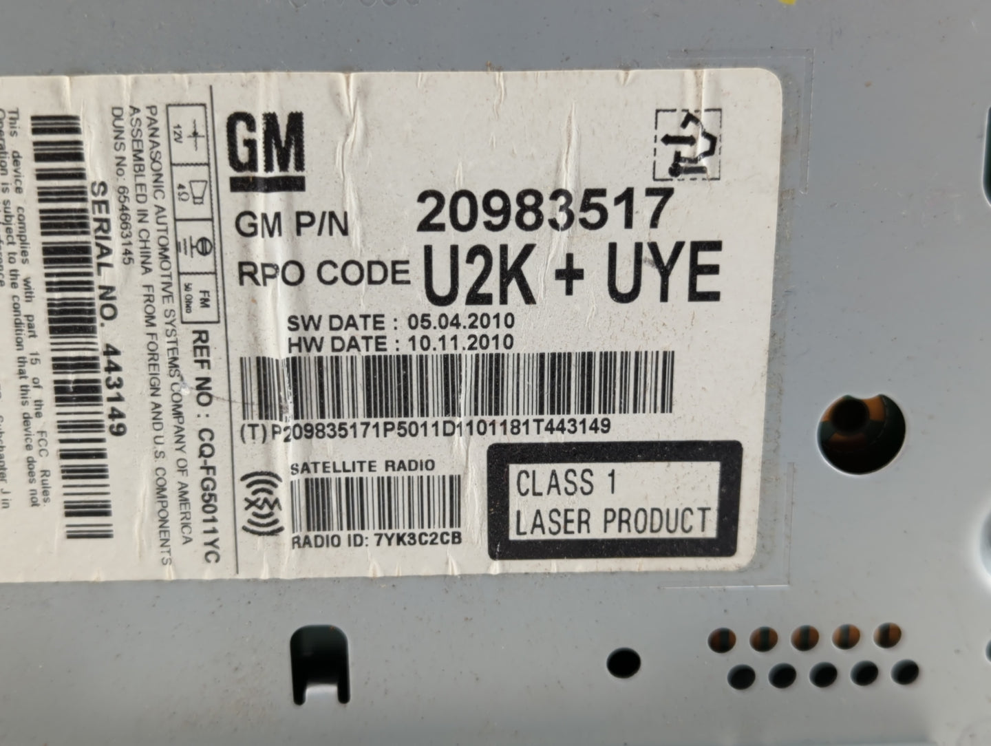 2011-2012 Buick Lacrosse Am Fm Cd Player Radio Receiver - Oemusedautoparts1.com