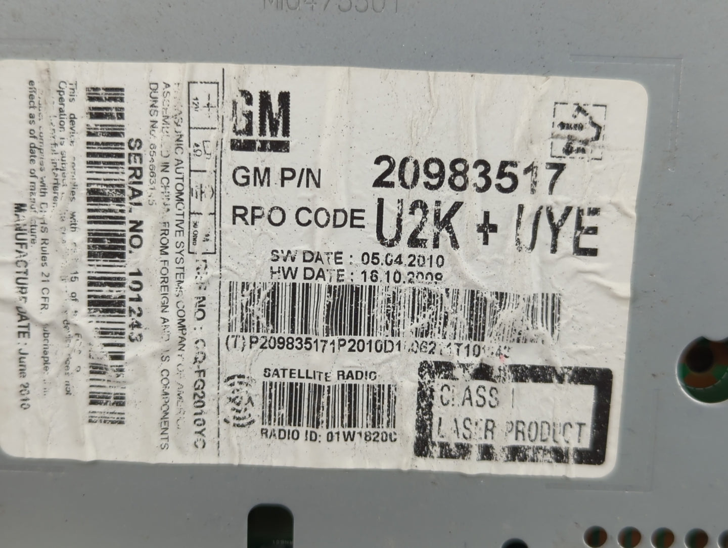 2011 Buick Regal Radio AM FM Cd Player Receiver Replacement Fits OEM Used Auto Parts - Oemusedautoparts1.com