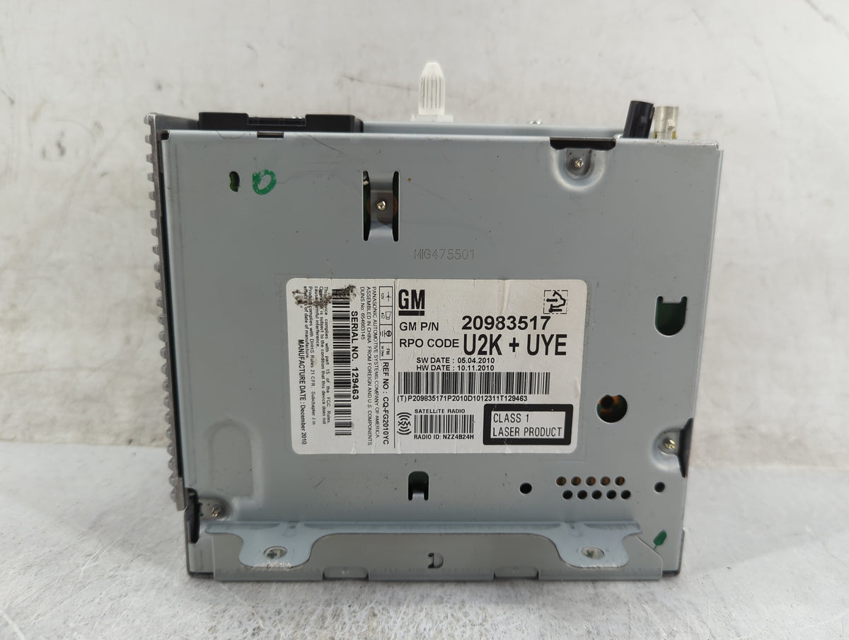 2011-2012 Buick Regal Radio AM FM Cd Player Receiver Replacement P/N:20983517 Fits Fits 2010 2011 2012 OEM Used Auto Parts -
