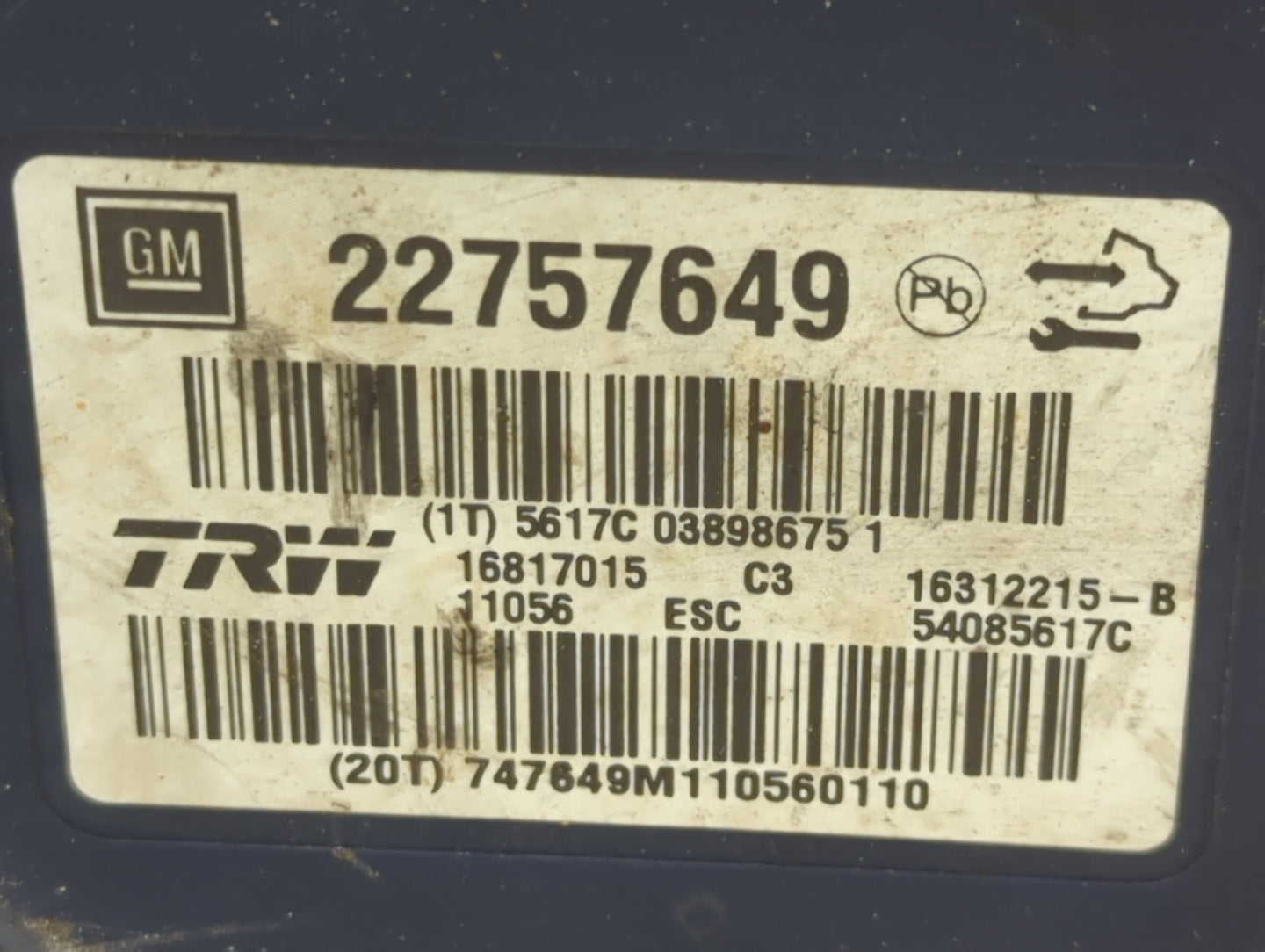 2011 Buick Regal ABS Pump Control Module Replacement P/N:22757649 Fits OEM Used Auto Parts - Oemusedautoparts1.com