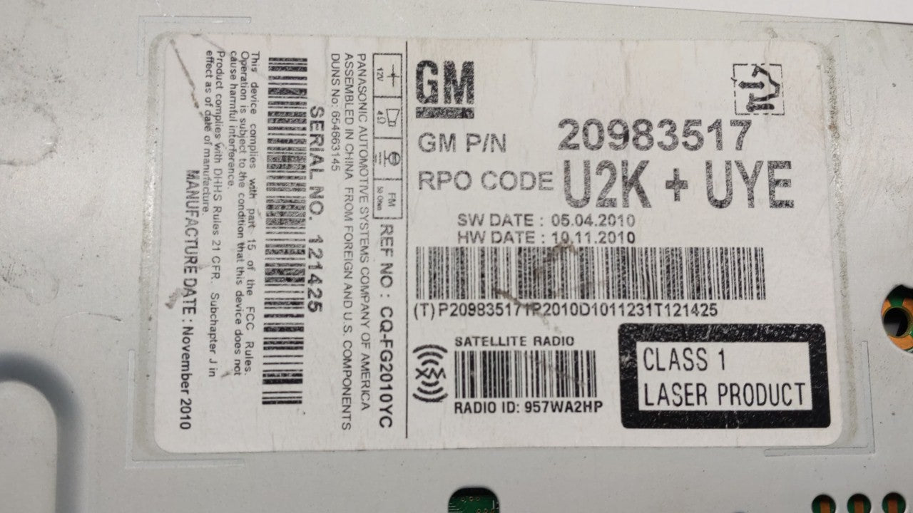 2011-2012 Buick Regal Am Fm Cd Player Radio Receiver - Oemusedautoparts1.com