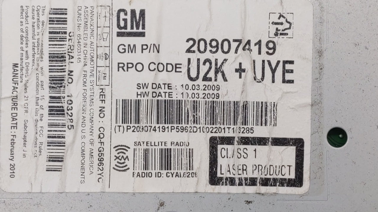 2011-2011 Buick Regal Am Fm Cd Player Radio Receiver - Oemusedautoparts1.com