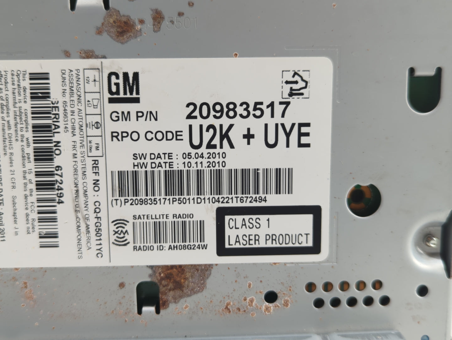 2011-2012 Buick Regal Am Fm Cd Player Radio Receiver - Oemusedautoparts1.com