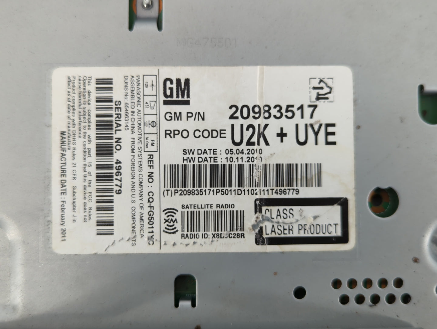 2011-2011 Buick Regal Am Fm Cd Player Radio Receiver - Oemusedautoparts1.com