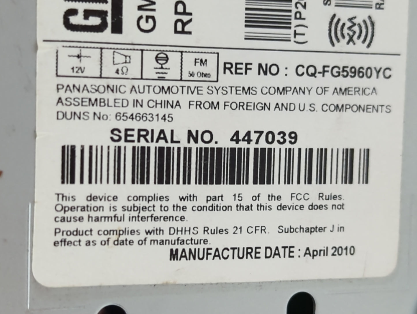 2011-2011 Buick Regal Am Fm Cd Player Radio Receiver - Oemusedautoparts1.com