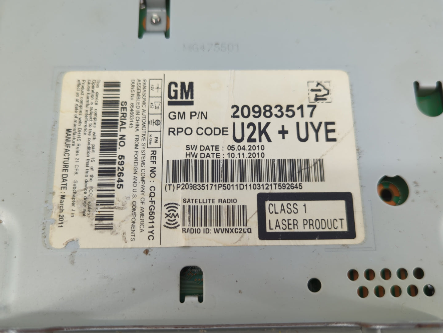 2011-2011 Buick Regal Am Fm Cd Player Radio Receiver - Oemusedautoparts1.com