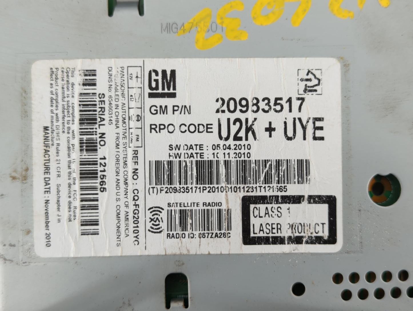 2011-2012 Buick Regal Am Fm Cd Player Radio Receiver - Oemusedautoparts1.com