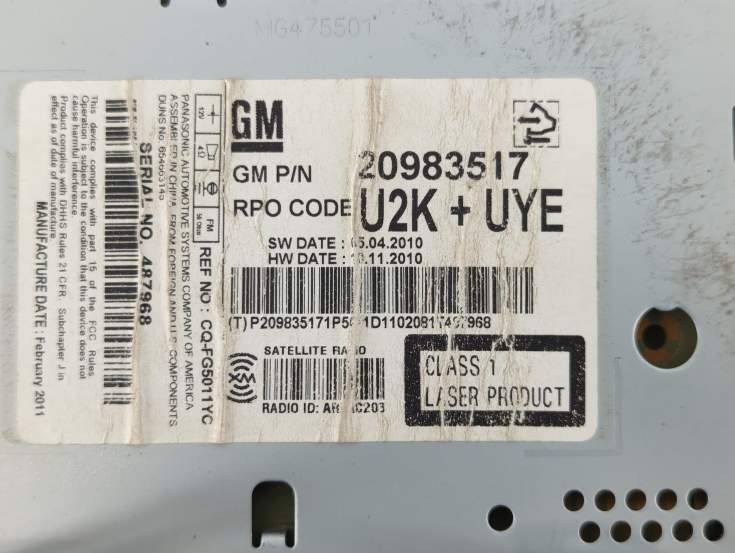 2011-2012 Buick Regal Am Fm Cd Player Radio Receiver - Oemusedautoparts1.com