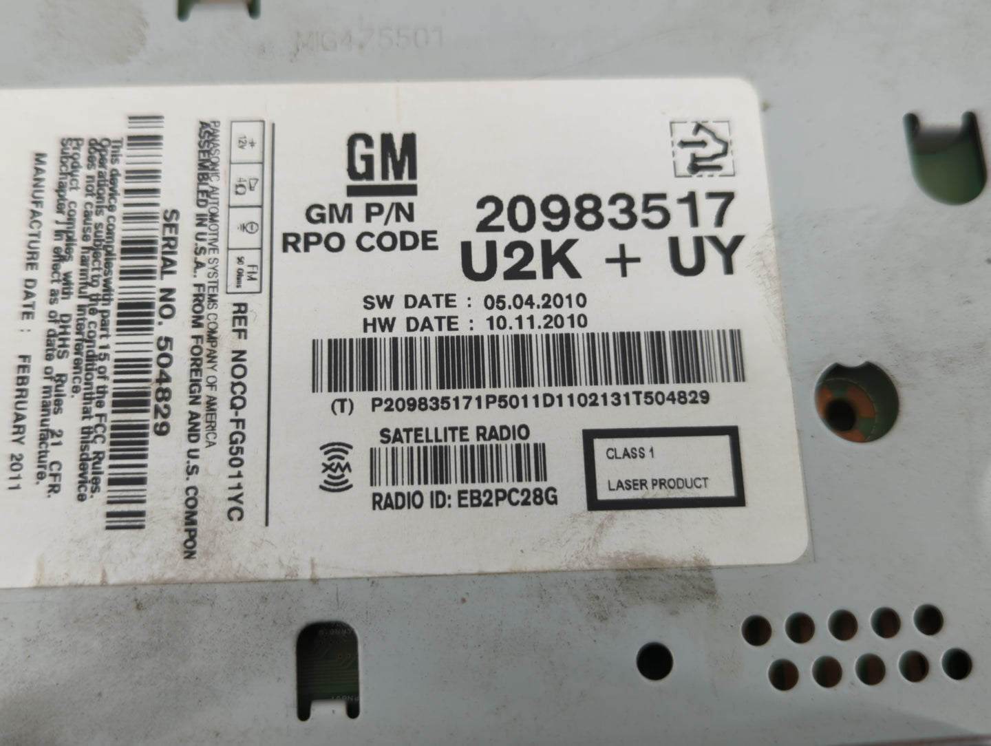 2011-2012 Buick Regal Am Fm Cd Player Radio Receiver - Oemusedautoparts1.com