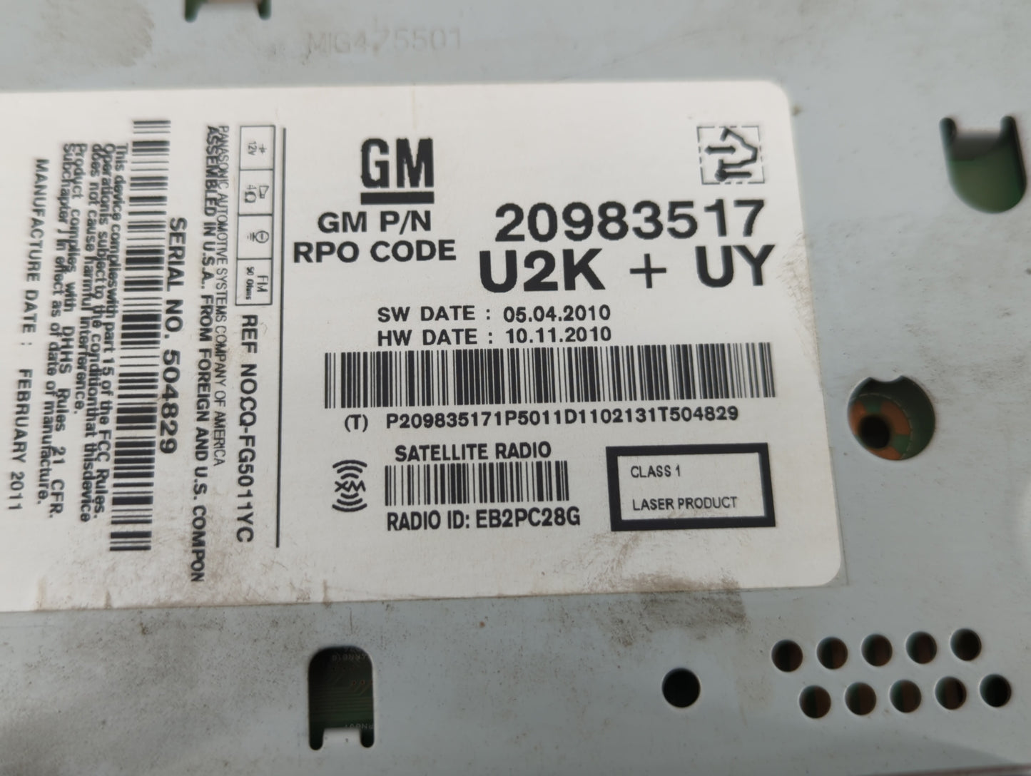 2011-2012 Buick Regal Am Fm Cd Player Radio Receiver - Oemusedautoparts1.com