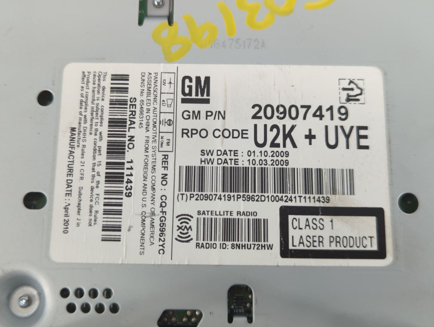 2011-2012 Buick Regal Am Fm Cd Player Radio Receiver - Oemusedautoparts1.com