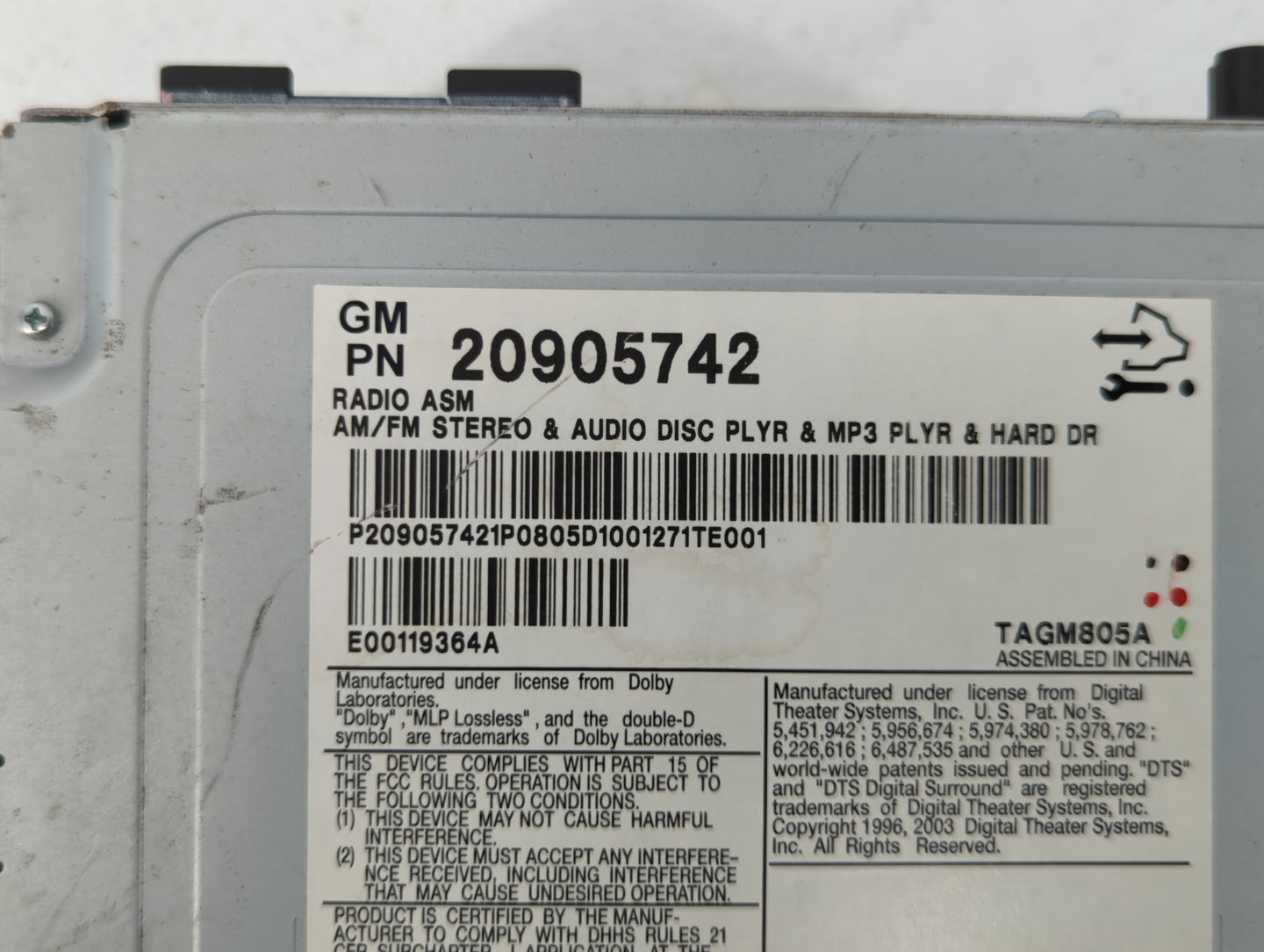 2008-2014 Cadillac Cts Am Fm Cd Player Radio Receiver - Oemusedautoparts1.com