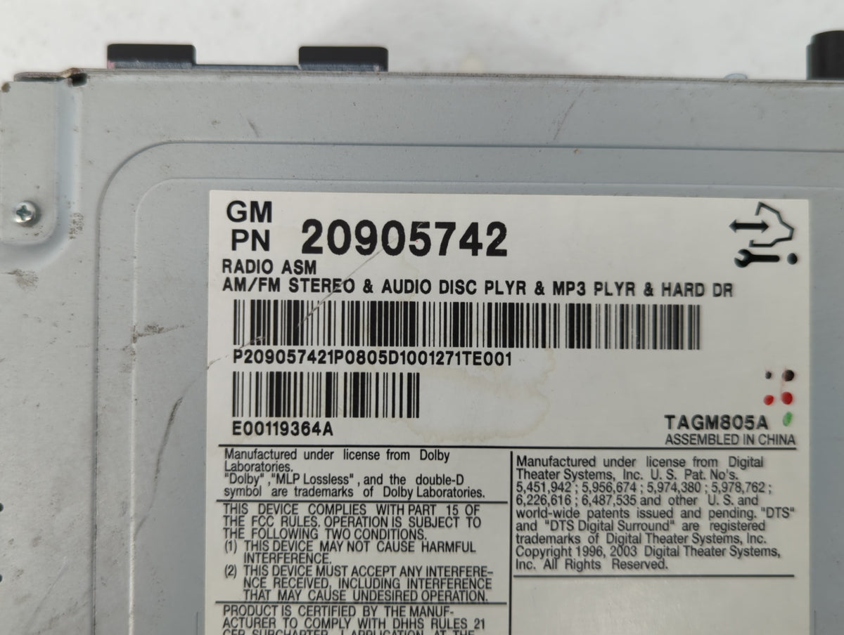 2008-2014 Cadillac Cts Am Fm Cd Player Radio Receiver 387212 - Oemusedautoparts1.com
