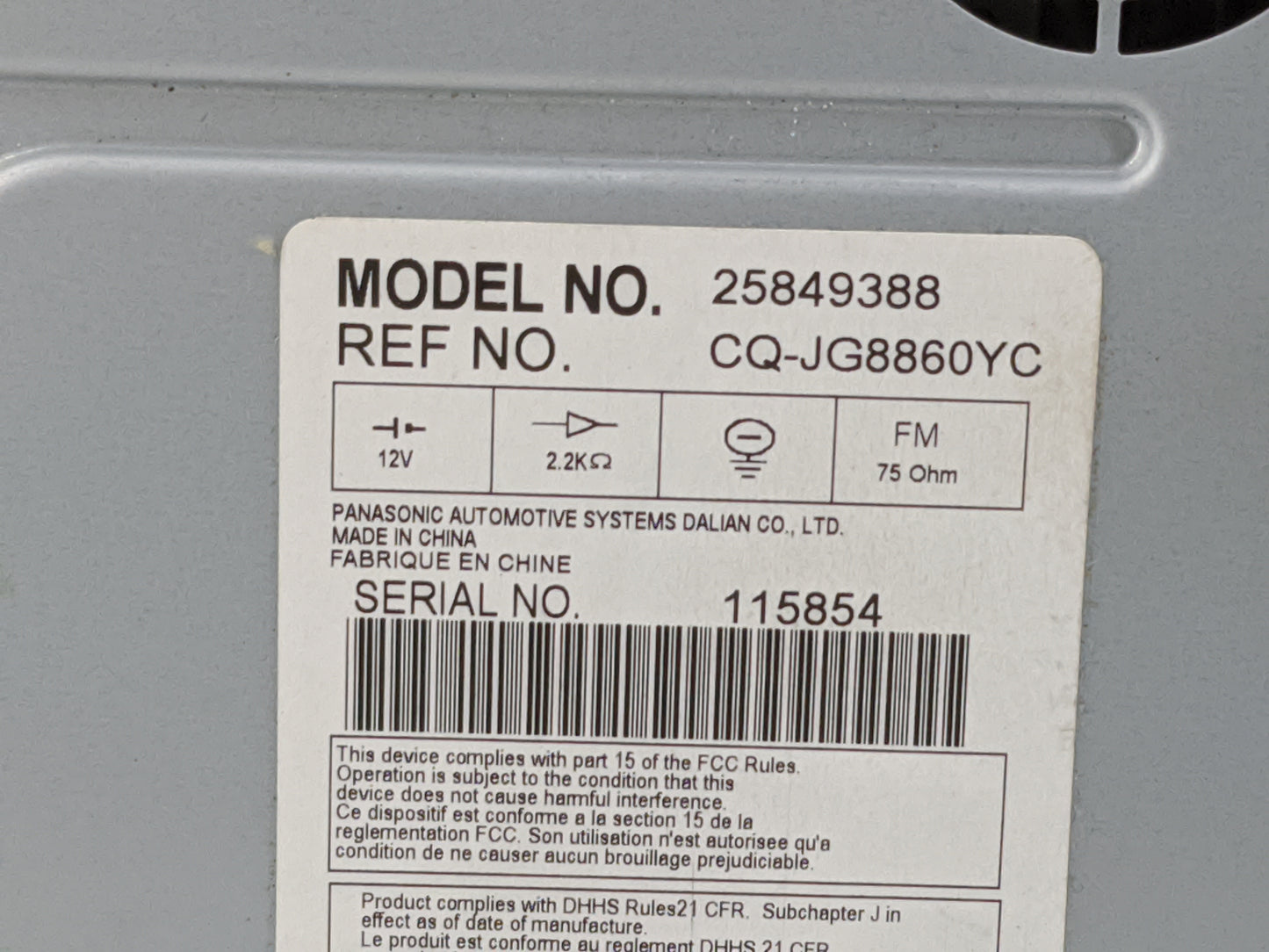 2008-2011 Cadillac Dts Radio AM FM Cd Player Receiver Replacement P/N:25849388 CQ-JG8860YC Fits Fits 2008 2009 2010 2011 OEM