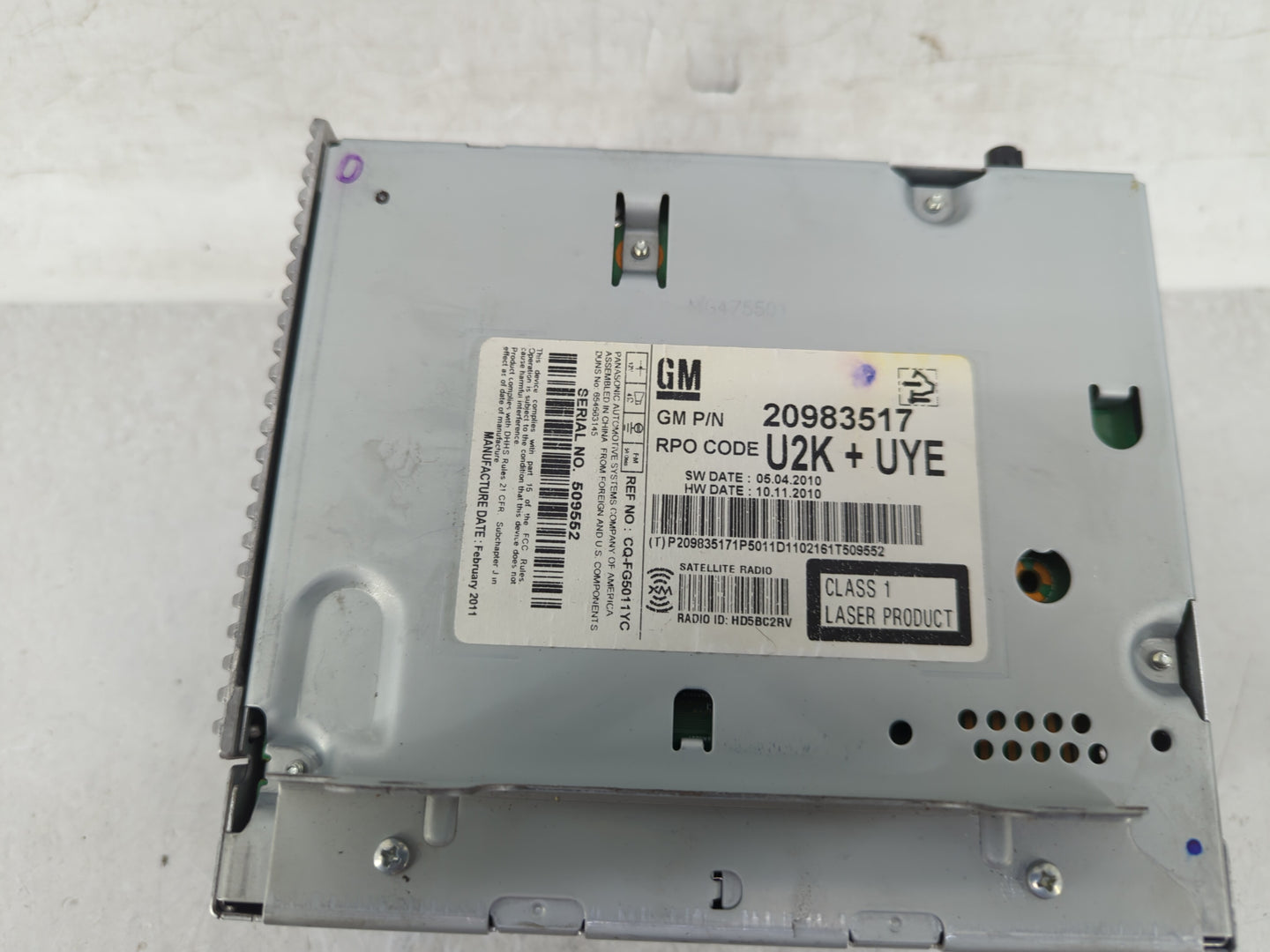 2011-2012 Cadillac Srx Radio AM FM Cd Player Receiver Replacement P/N:20983517 Fits Fits 2010 2011 2012 OEM Used Auto Parts 