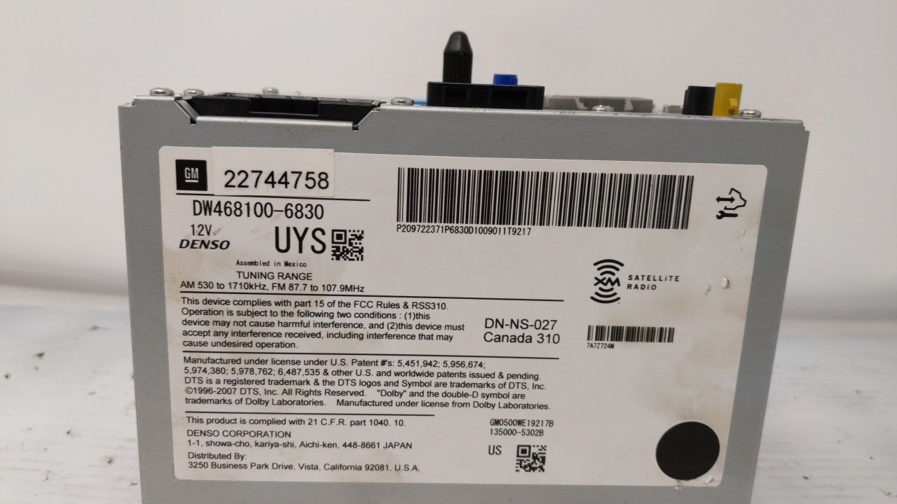 2011 Cadillac Srx Radio AM FM Cd Player Receiver Replacement P/N:22744758,22744758,22744758 22744758 Fits OEM Used Auto Part