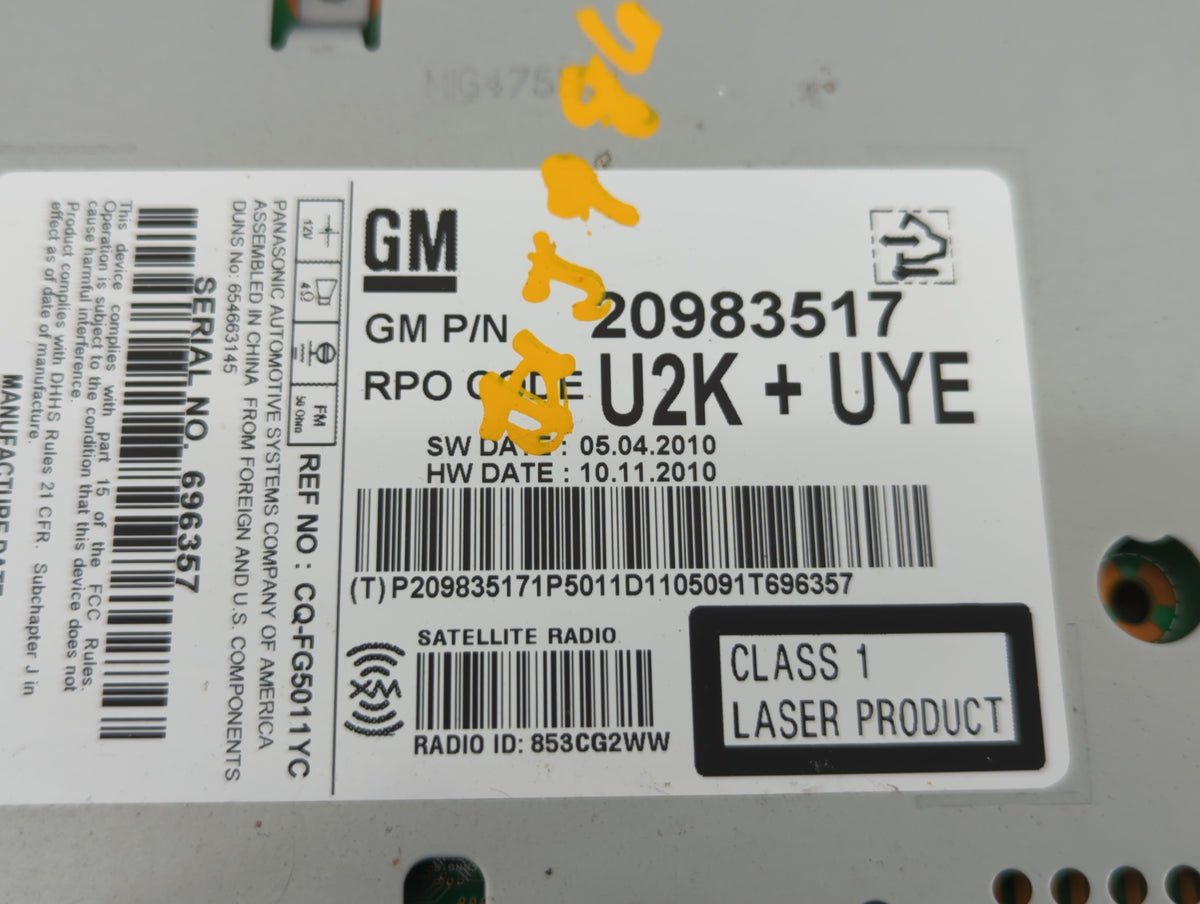 2011-2012 Cadillac Srx Am Fm Cd Player Radio Receiver 526157 - Oemusedautoparts1.com