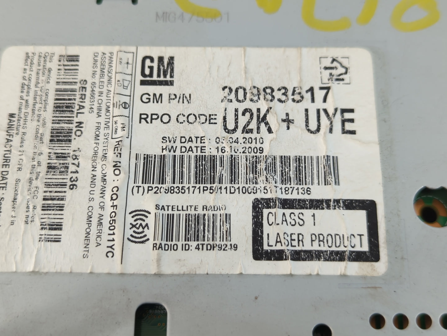 2011-2012 Cadillac Srx Am Fm Cd Player Radio Receiver - Oemusedautoparts1.com