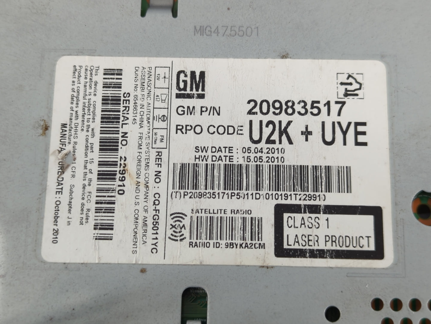 2011-2012 Cadillac Srx Am Fm Cd Player Radio Receiver - Oemusedautoparts1.com