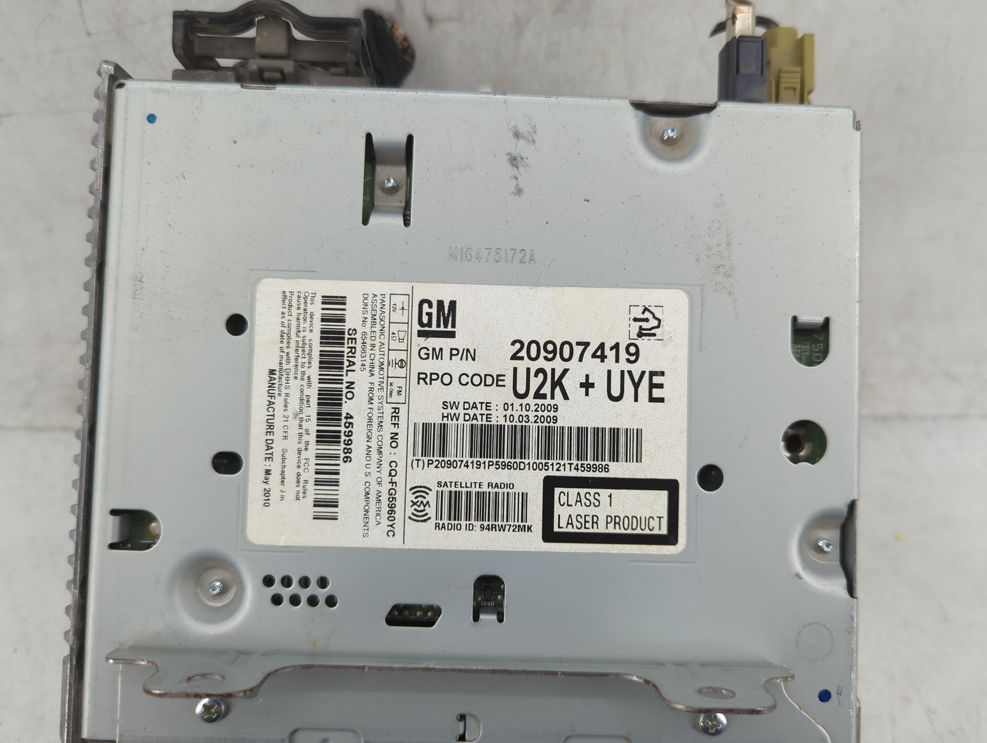 2011-2012 Chevrolet Camaro Radio AM FM Cd Player Receiver Replacement P/N:20907419 Fits Fits 2010 2011 2012 OEM Used Auto Pa