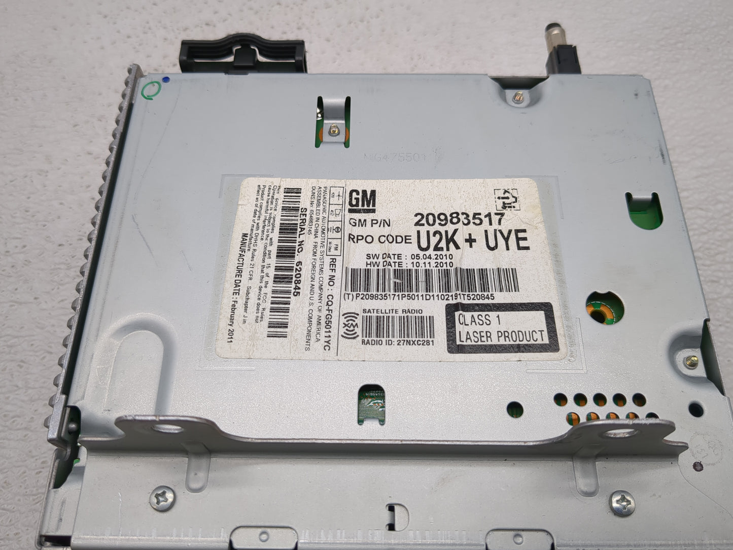 2011-2012 Chevrolet Camaro Radio AM FM Cd Player Receiver Replacement P/N:20983517 CQ-FG5011YC, 27NXC281 Fits Fits 2010 2011