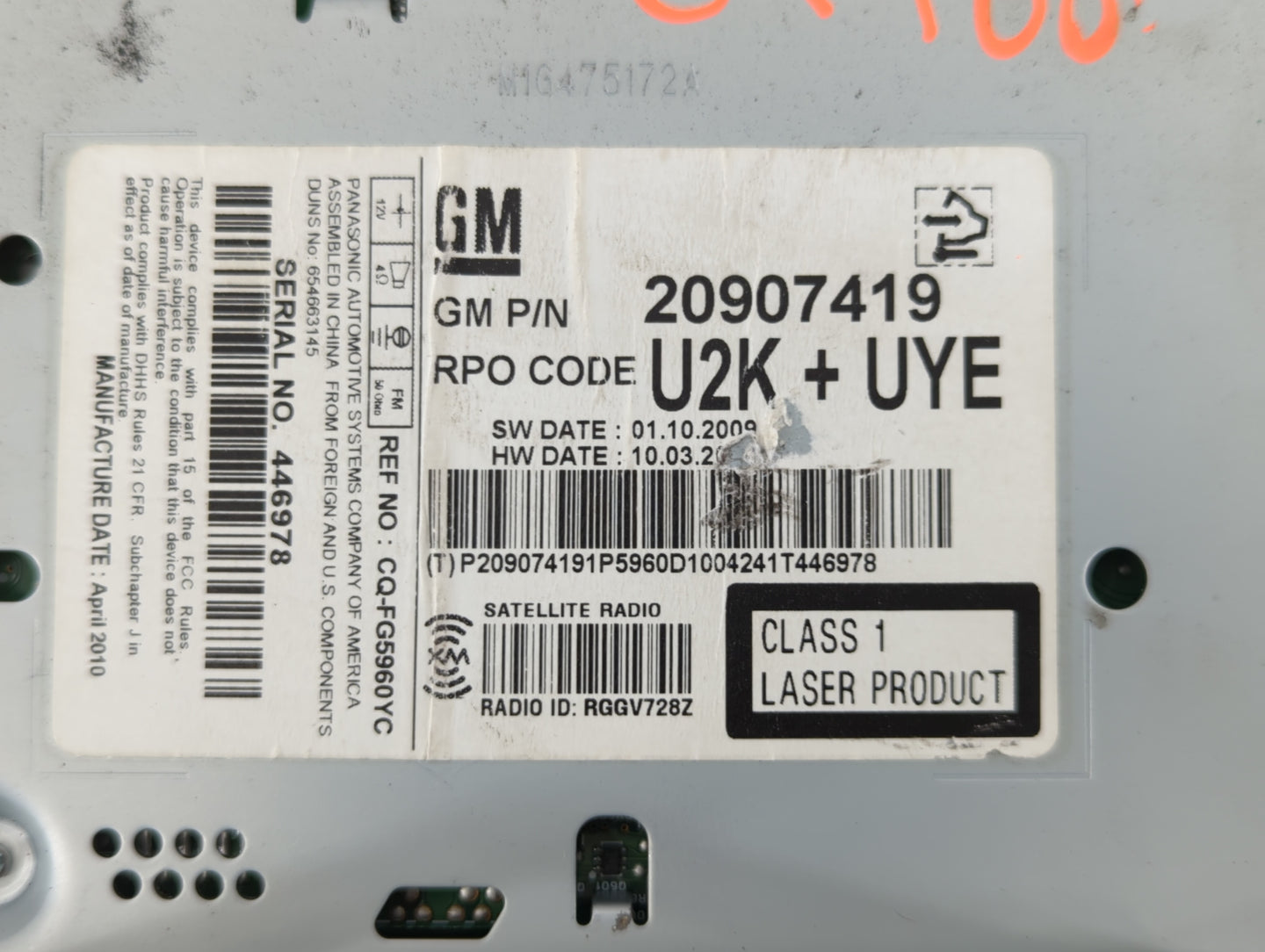 2011-2012 Chevrolet Camaro Am Fm Cd Player Radio Receiver - Oemusedautoparts1.com