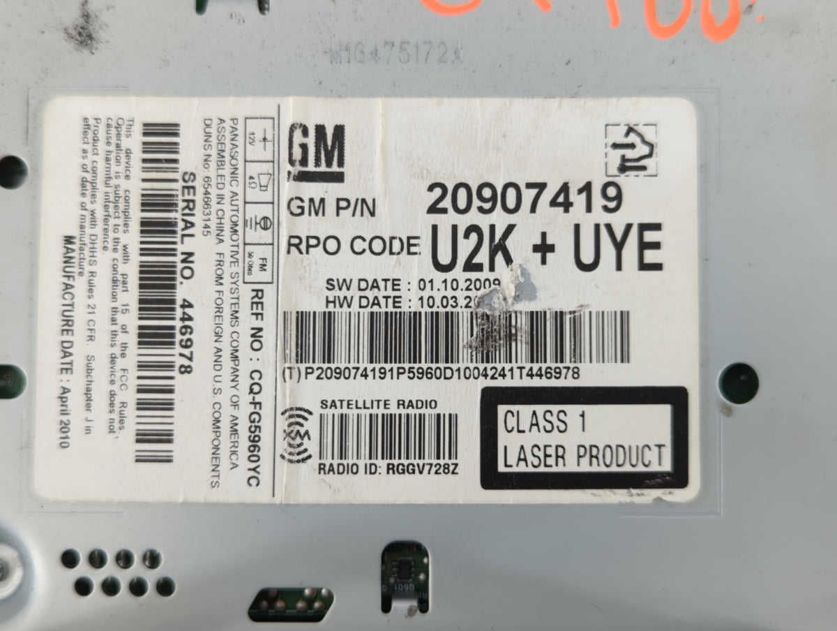 2011-2012 Chevrolet Camaro Am Fm Cd Player Radio Receiver 528028 - Oemusedautoparts1.com