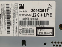 2011 Chevrolet Cruze Radio AM FM Cd Player Receiver Replacement P/N:20983517 Fits Fits 2010 OEM Used Auto Parts - Oemusedaut
