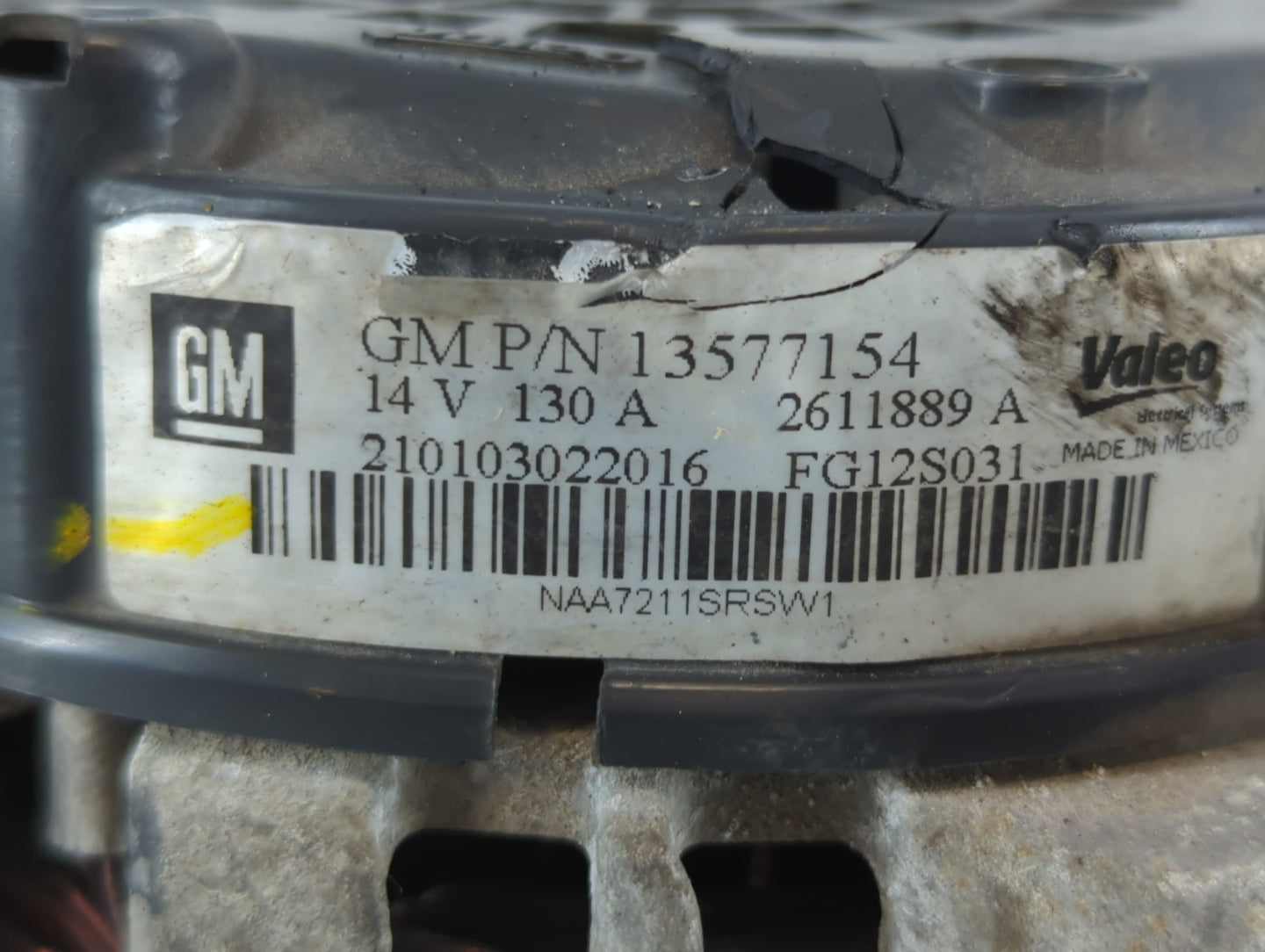 2011 Chevrolet Cruze Alternator Replacement Generator Charging Assembly Engine OEM P/N:13577154 Fits OEM Used Auto Parts - O