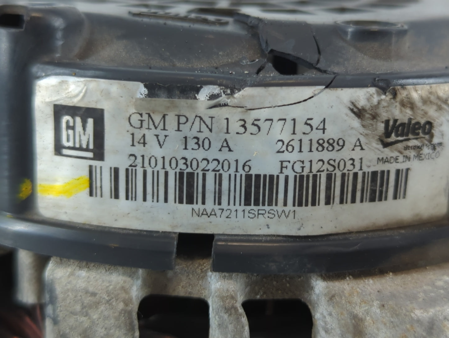 2011 Chevrolet Cruze Alternator Replacement Generator Charging Assembly Engine OEM P/N:13577154 Fits OEM Used Auto Parts - O
