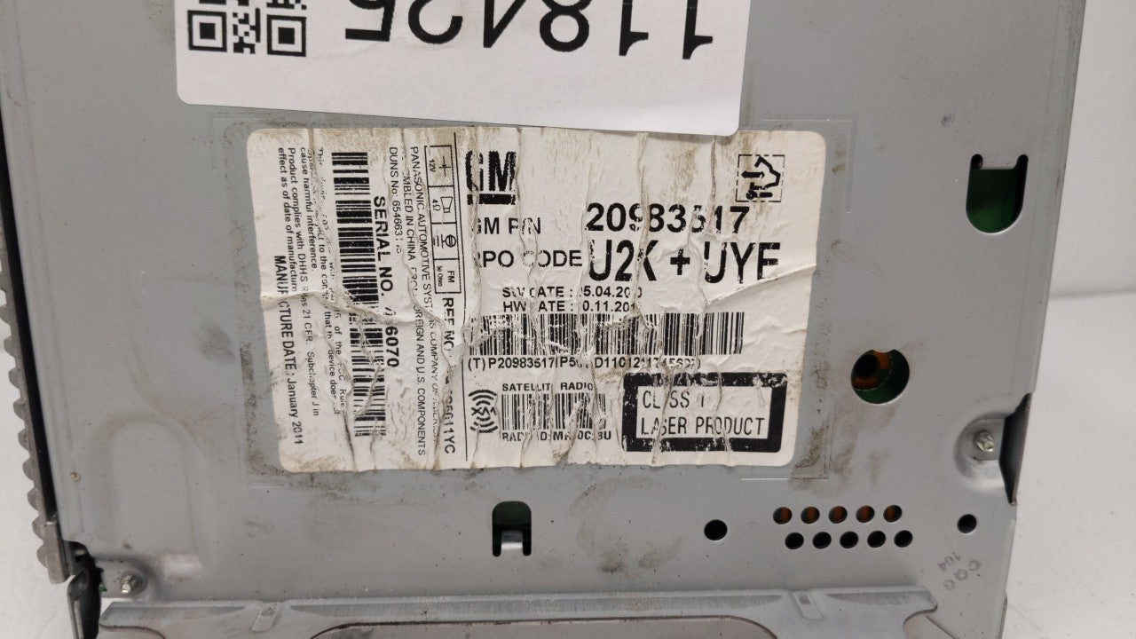 2011 Chevrolet Cruze Am Fm Cd Player Radio Receiver - Oemusedautoparts1.com
