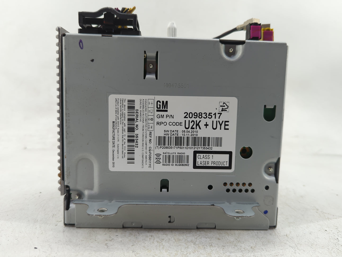 2011-2016 Chevrolet Cruze Radio AM FM Cd Player Receiver Replacement P/N:20983517 Fits Fits 2011 2012 2013 2014 2015 2016 OE