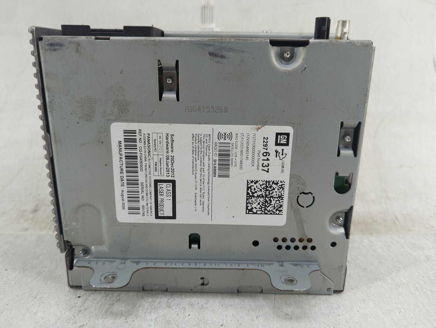 2011-2012 Chevrolet Cruze Radio AM FM Cd Player Receiver Replacement P/N:22976137 Fits Fits 2010 2011 2012 OEM Used Auto Par