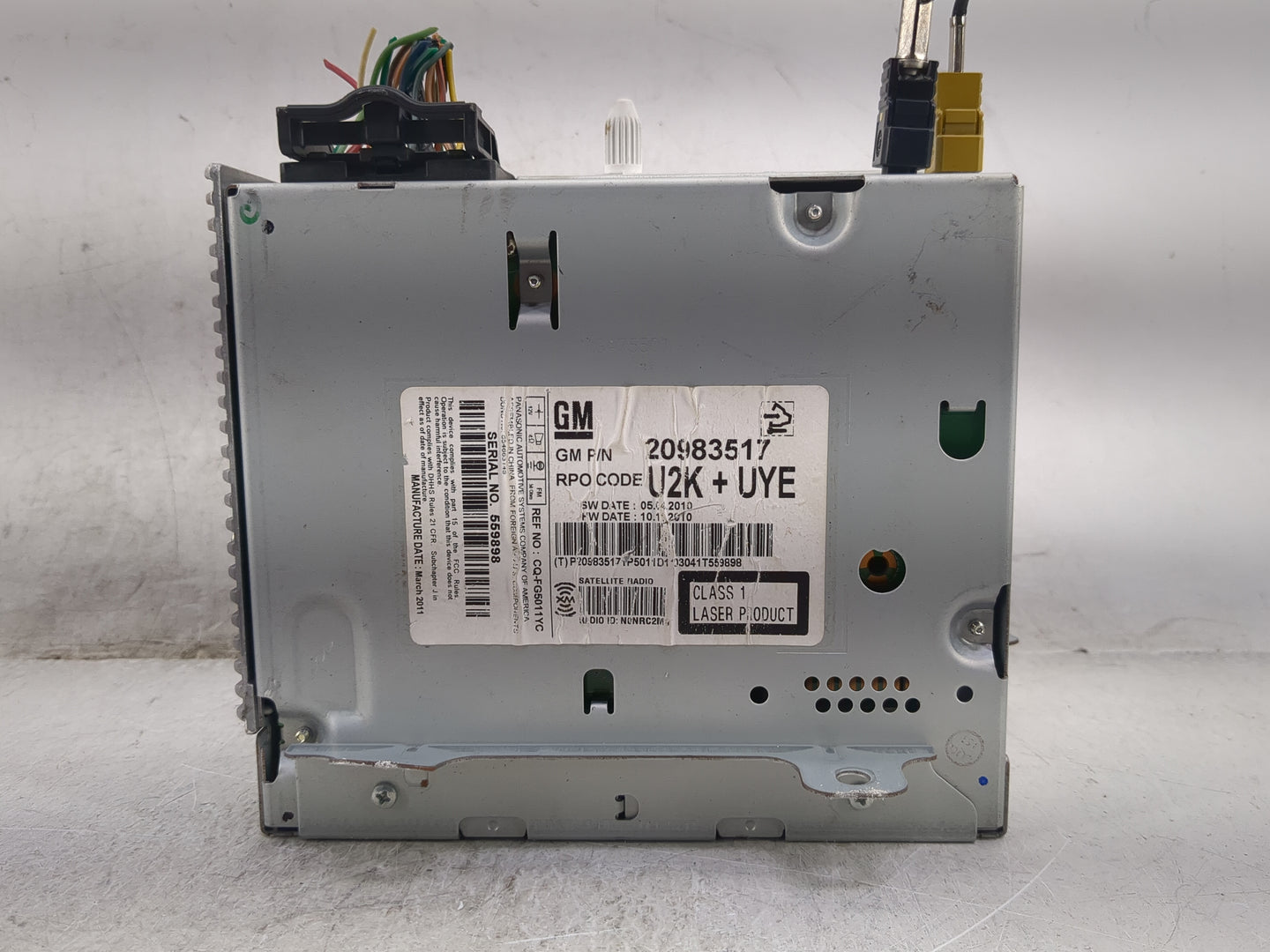 2011-2012 Chevrolet Cruze Radio AM FM Cd Player Receiver Replacement P/N:20983517 CQ-FG5011YC Fits Fits 2010 2011 2012 OEM U