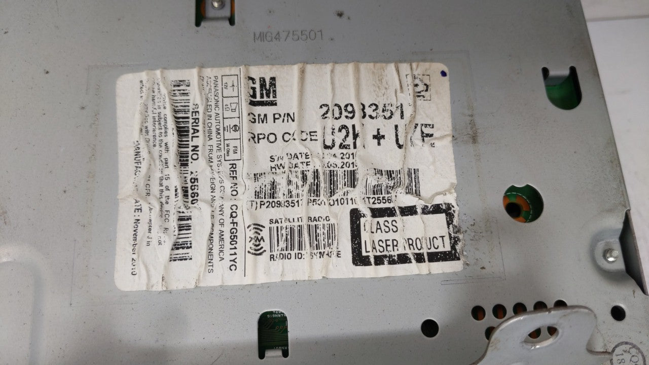 2011-2012 Chevrolet Cruze Am Fm Cd Player Radio Receiver - Oemusedautoparts1.com