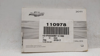 compare product 2011 Chevrolet Cruze Owners Manual Book Guide OEM Used Auto Parts