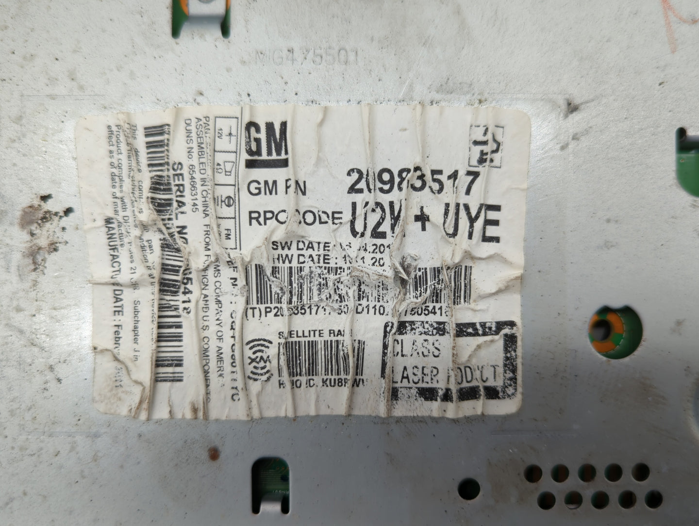 2011-2012 Chevrolet Cruze Radio AM FM Cd Player Receiver Replacement P/N:20983517 20907419, 22870782 Fits Fits 2010 2011 201