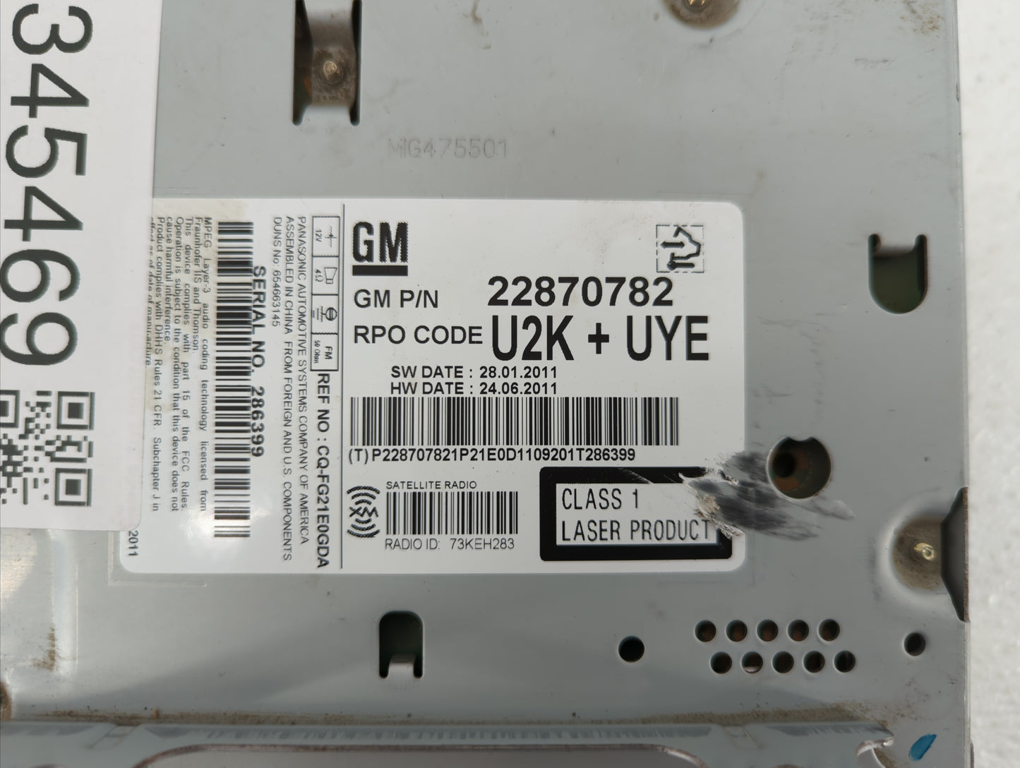 2011-2012 Chevrolet Cruze Am Fm Cd Player Radio Receiver - Oemusedautoparts1.com