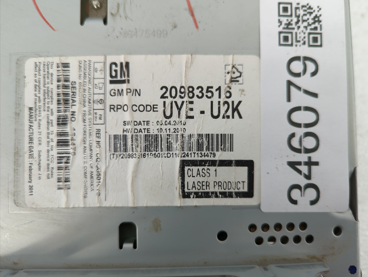 2011-2012 Chevrolet Cruze Am Fm Cd Player Radio Receiver - Oemusedautoparts1.com