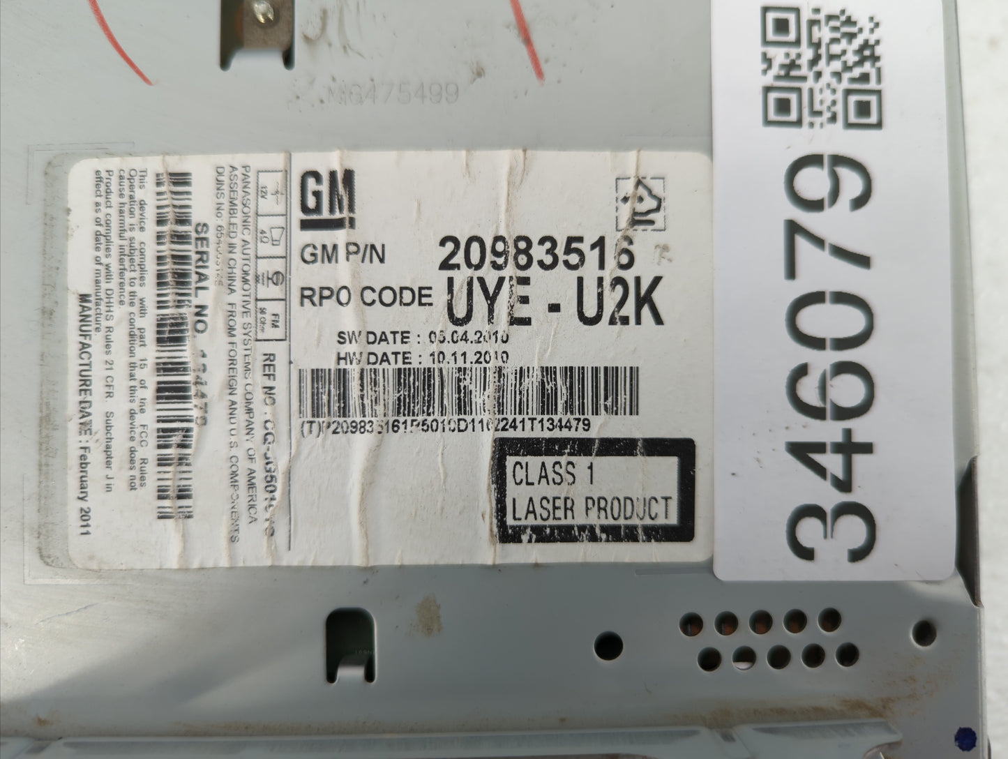 2011-2012 Chevrolet Cruze Am Fm Cd Player Radio Receiver - Oemusedautoparts1.com