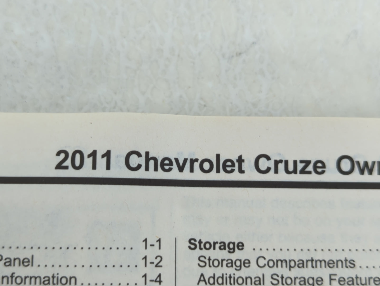 2011 Chevrolet Cruze Owners Manual Book Guide OEM Used Auto Parts - Oemusedautoparts1.com