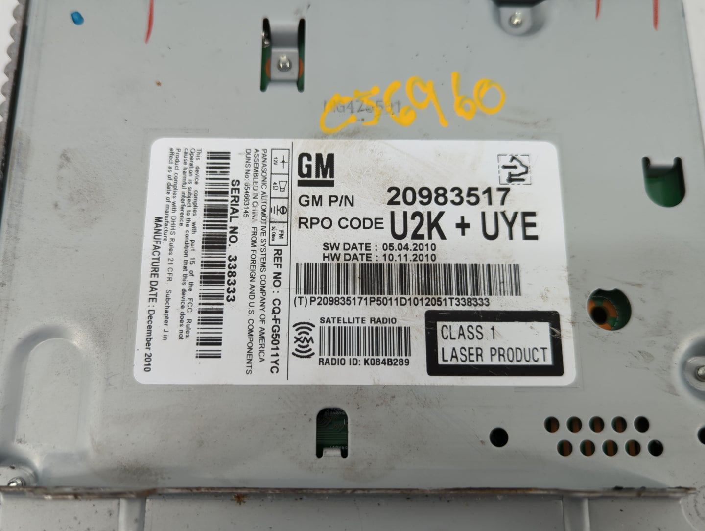 2011-2012 Chevrolet Cruze Am Fm Cd Player Radio Receiver - Oemusedautoparts1.com